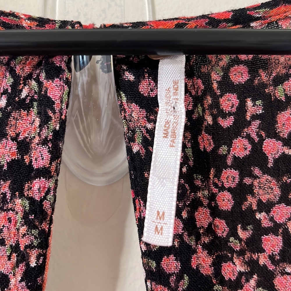 Free People Boho Floral Culotte Wide Leg Cropped Jumpsuit Size Medium - Picture 9 of 13